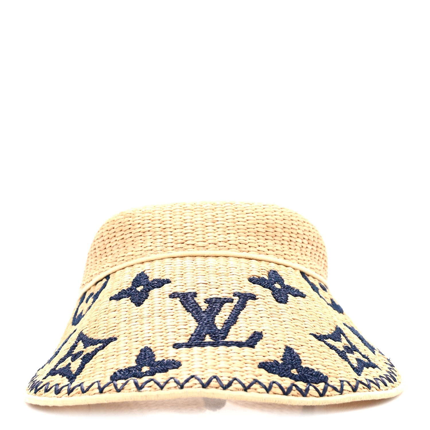 Louis Vuitton Calfskin Raffia Monogram Strawgram Visor Natural Blue