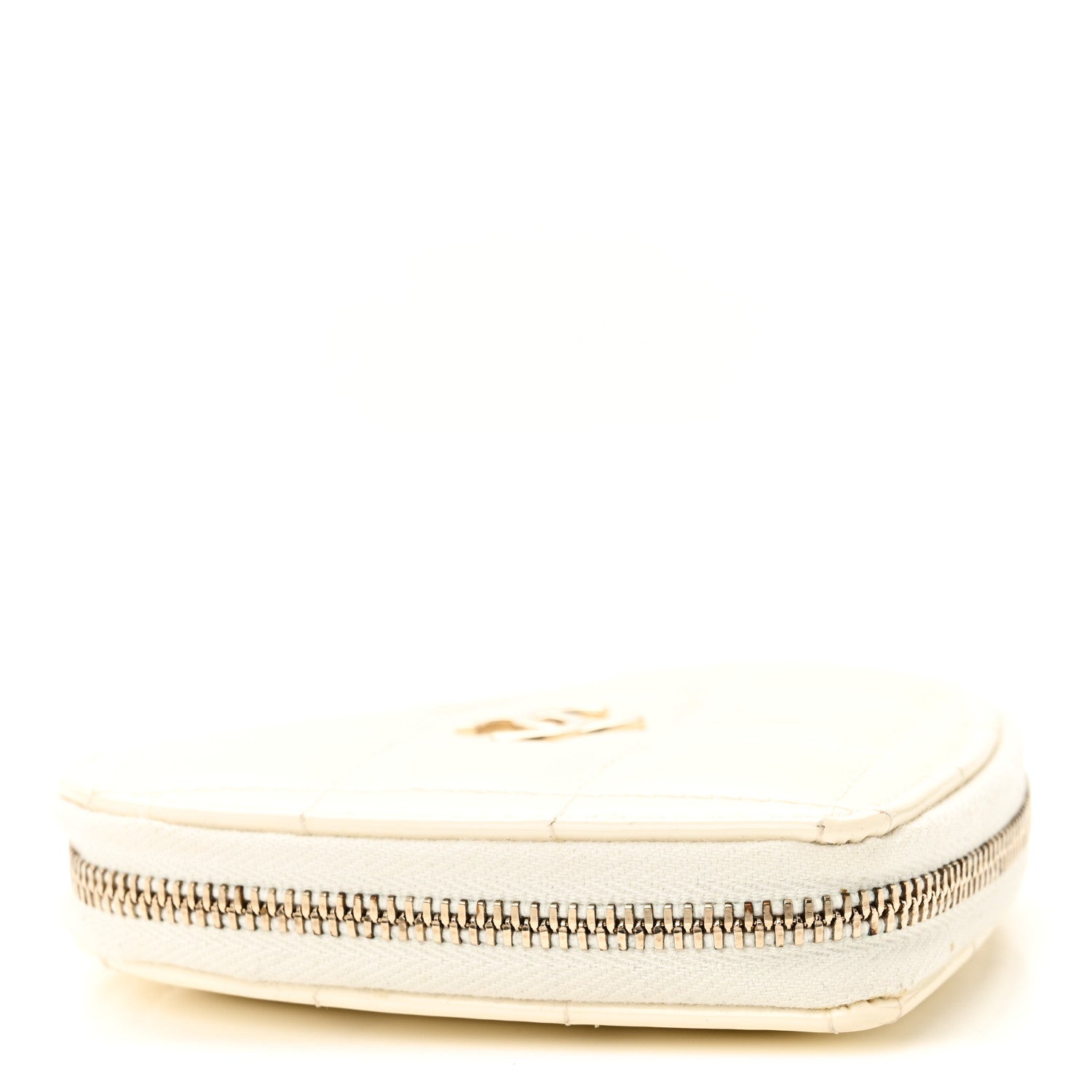Chanel Patent Calfskin Resin Quilted CC Heart Clutch With Chain Black