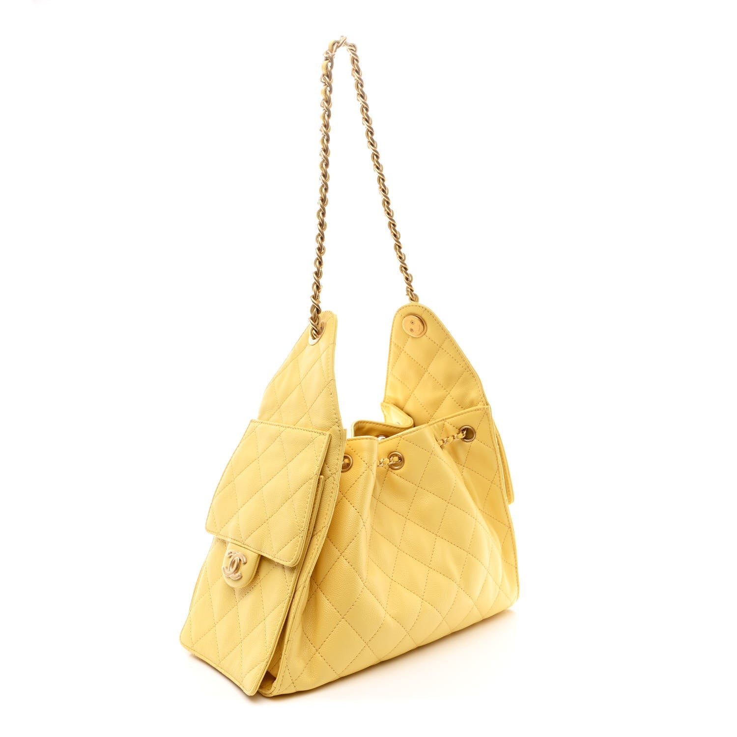 Chanel Caviar Quilted Small Chanel 25 Handbag Light Yellow