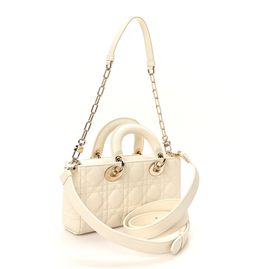 Christian Dior Lambskin Cannage Small Lady D-Joy Latte