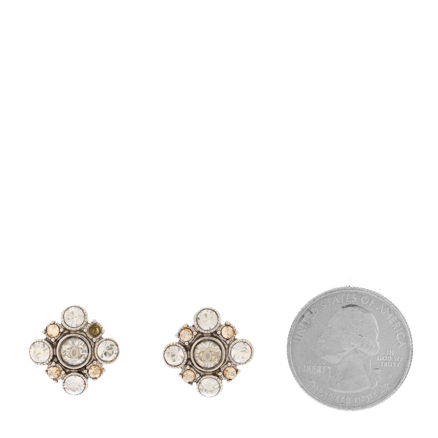Crystal CC Stud Earrings Gold Yellow