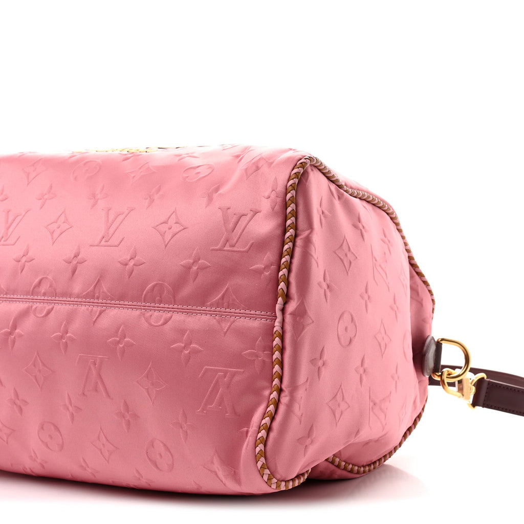 Louis Vuitton Satin Monogram Paris Tokyo Embroidered Speedy P9 Bandouliere 40 Dark Pink
