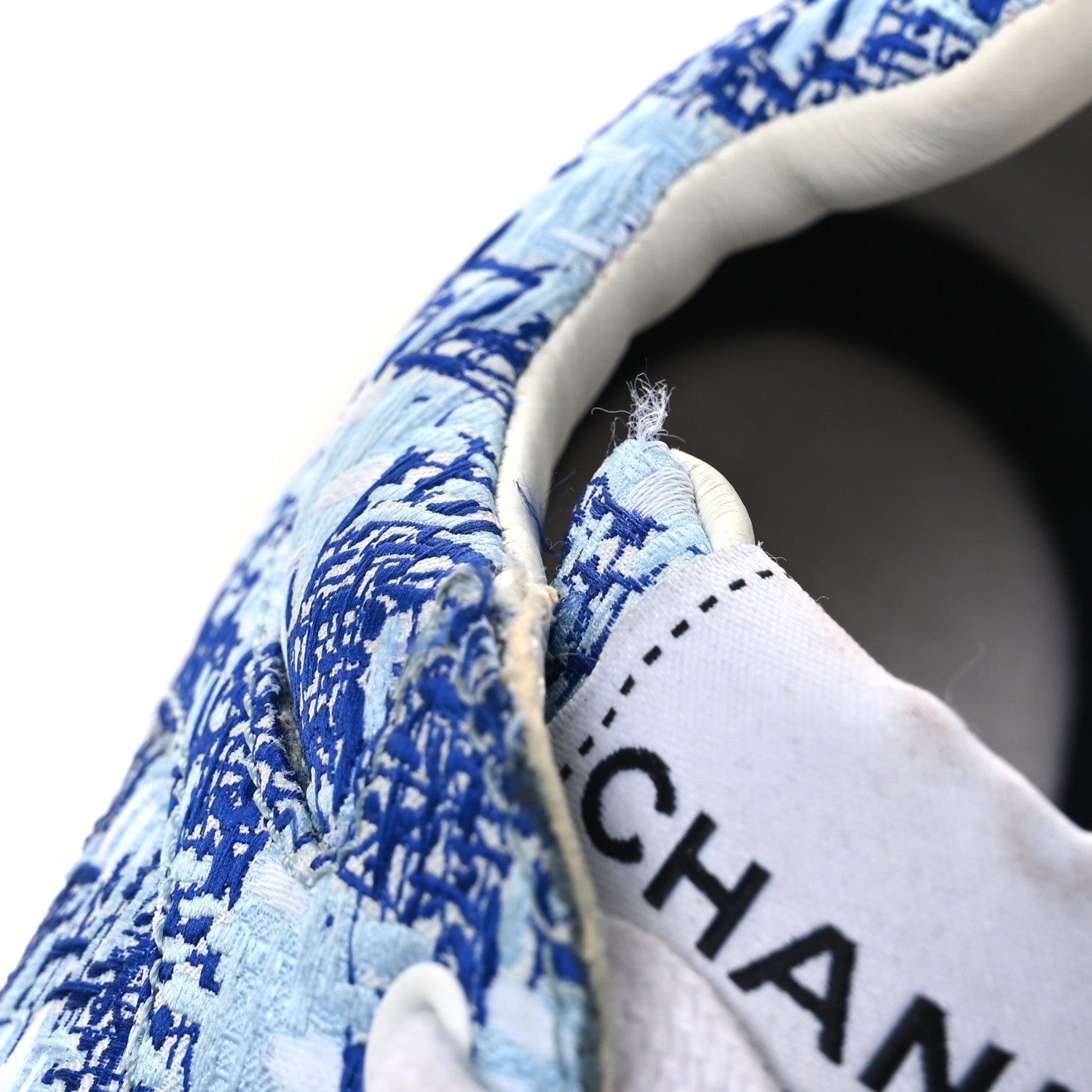 Chanel Tweed CC Sneakers 36.5 Blue White
