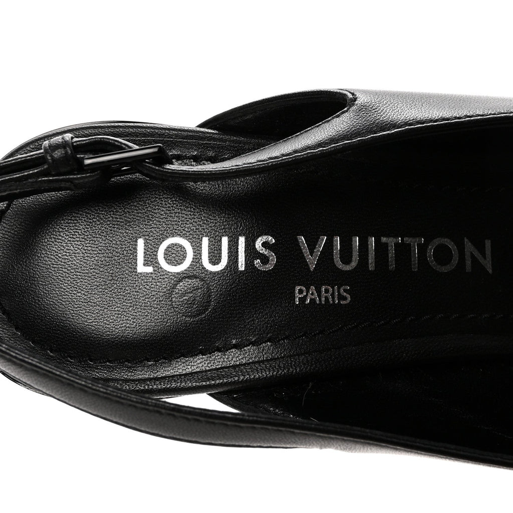 Louis Vuitton Lambskin 6AM Slingback Pumps 37.5 Black