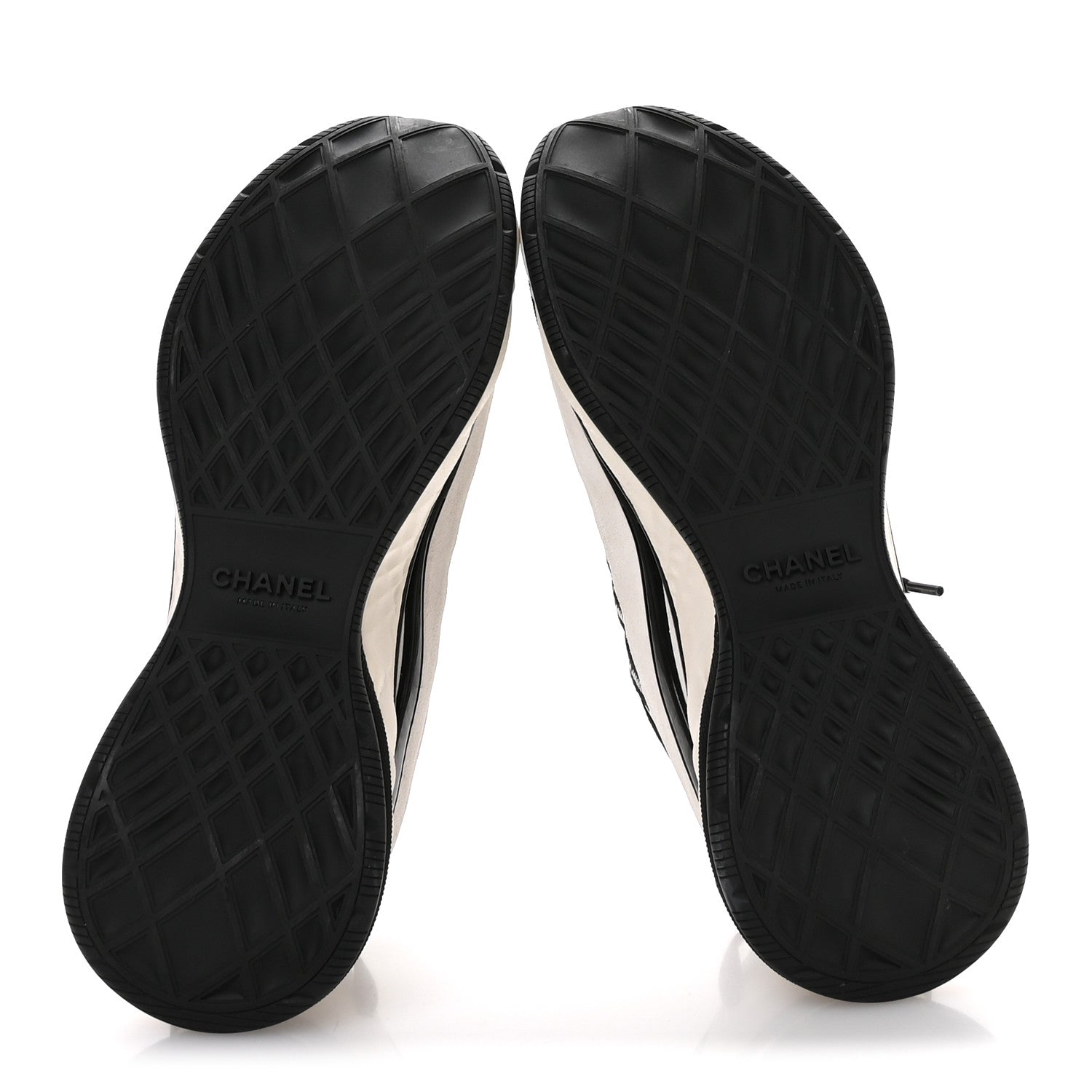 Fabric Suede Calfskin Sneakers 38 White Black