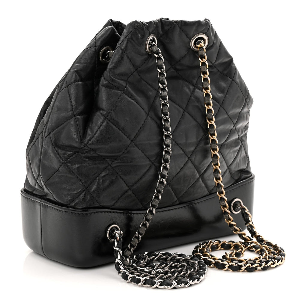 Chanel Aged Calfskin Quilted Small Gabrielle Backpack Black
