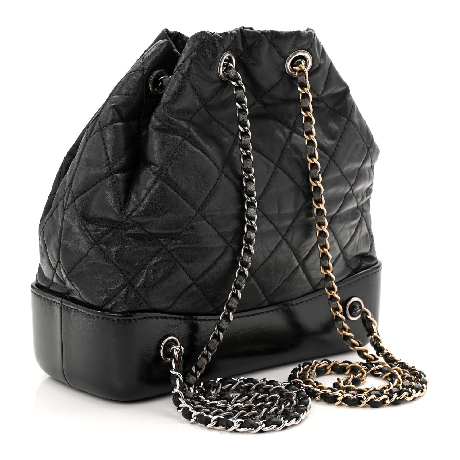 Chanel Aged Calfskin Quilted Small Gabrielle Backpack Black