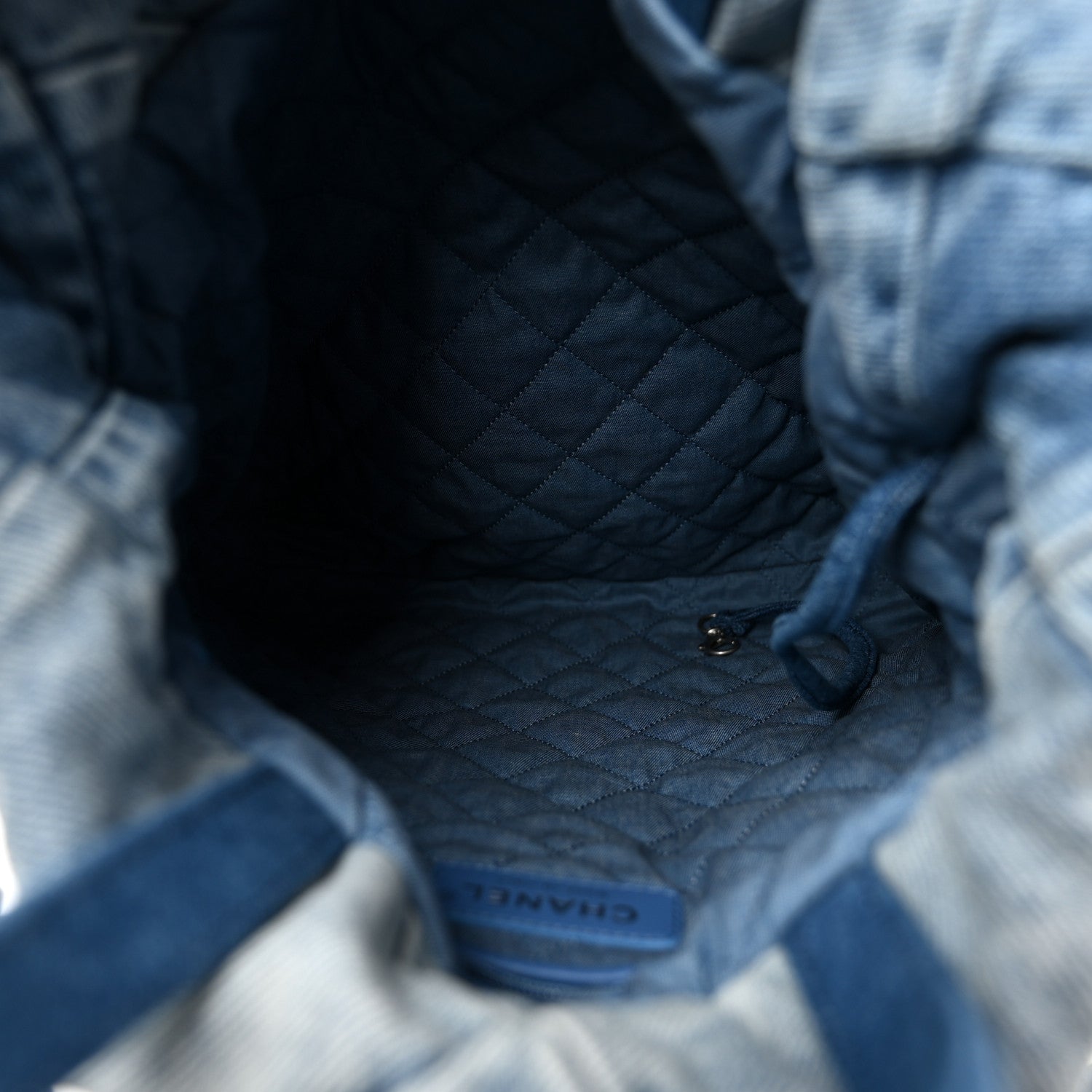Chanel Denim Quilted Chanel 22 Backpack Blue