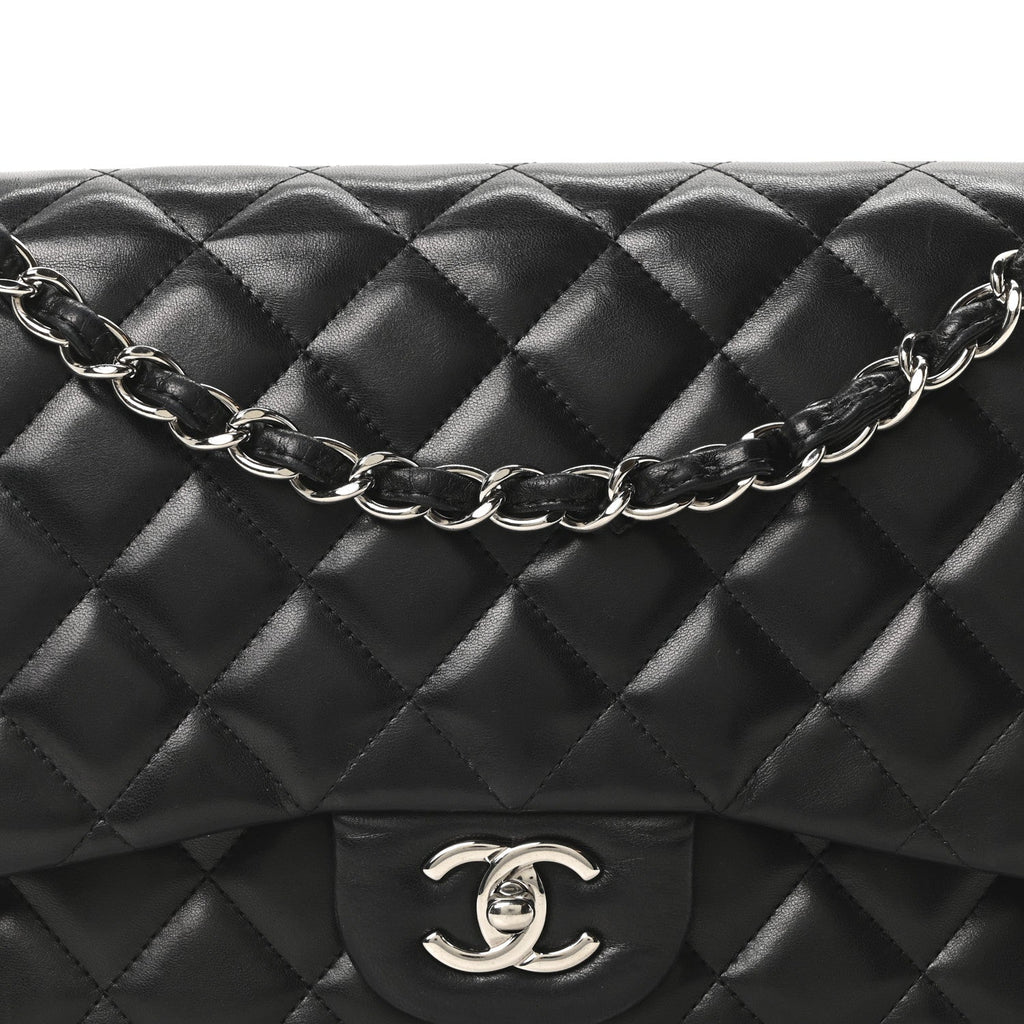 Chanel Lambskin Quilted Jumbo Double Flap Black