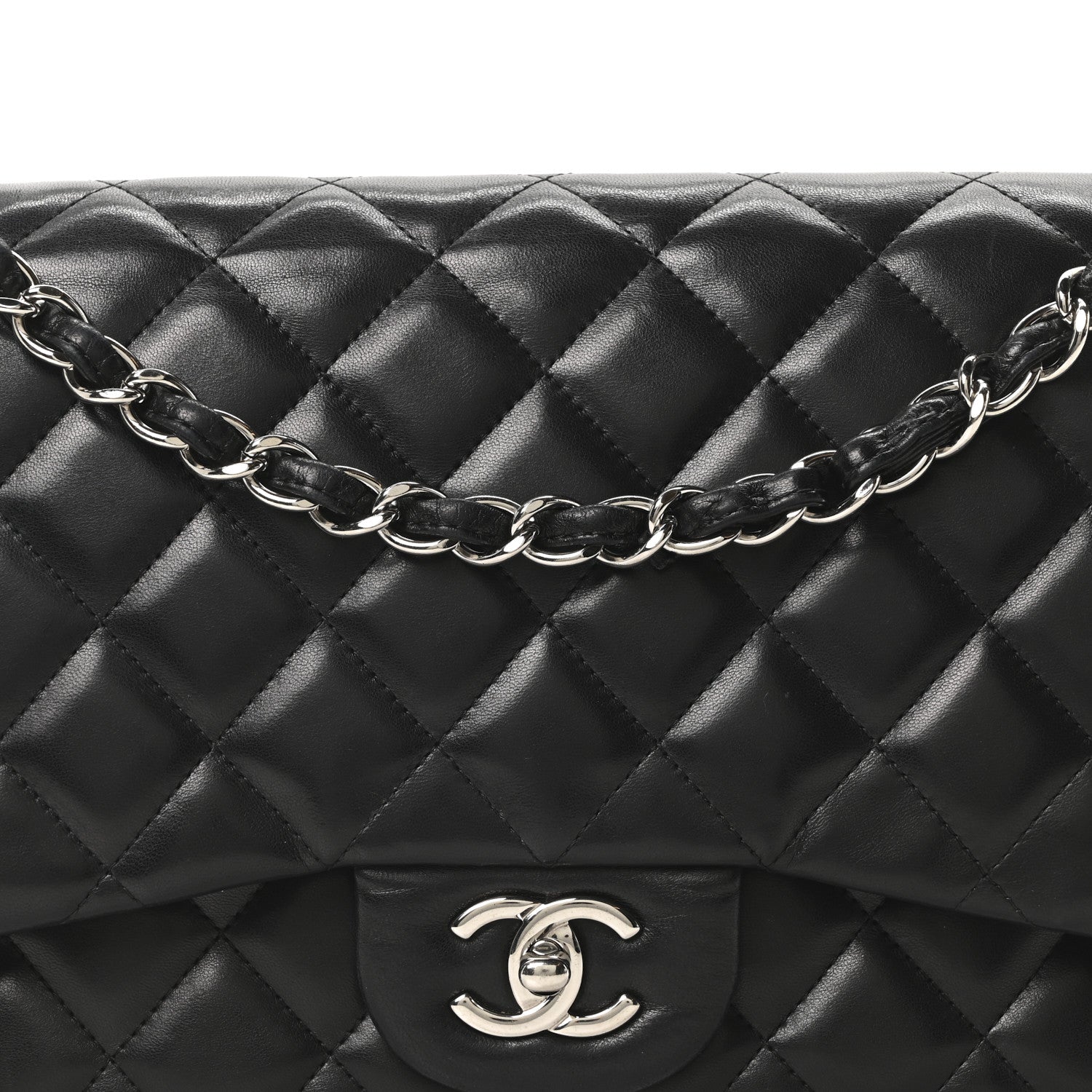 Chanel Lambskin Quilted Jumbo Double Flap Black
