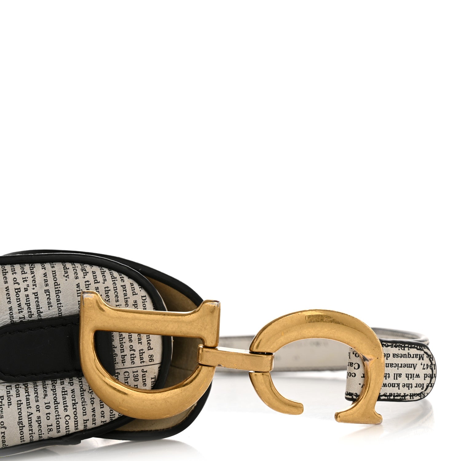 Christian Dior Calfskin Newspaper Printed Saddle Bag Black White