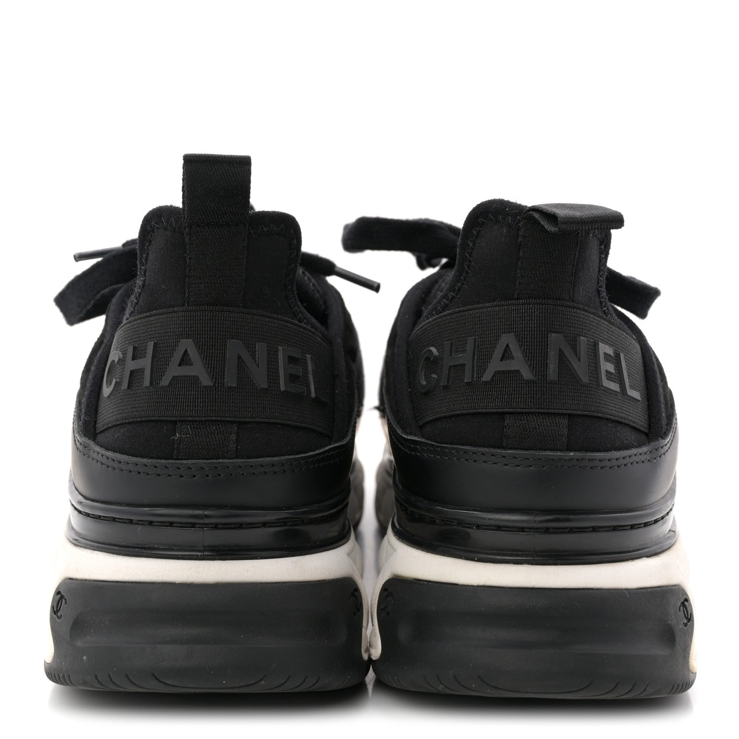 Chanel Velvet Calfskin Mixed Fibers CC Sneakers 40 Black