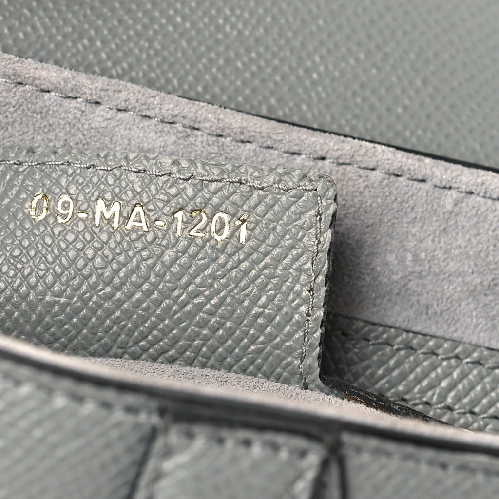 Christian Dior Grained Calfskin Saddle Bag Grey Stone