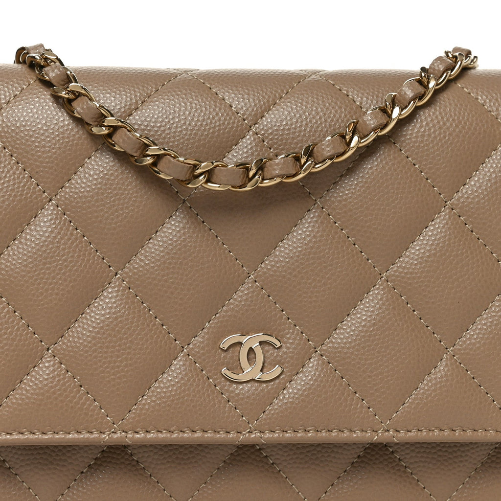Chanel Caviar Quilted Wallet on Chain WOC Beige