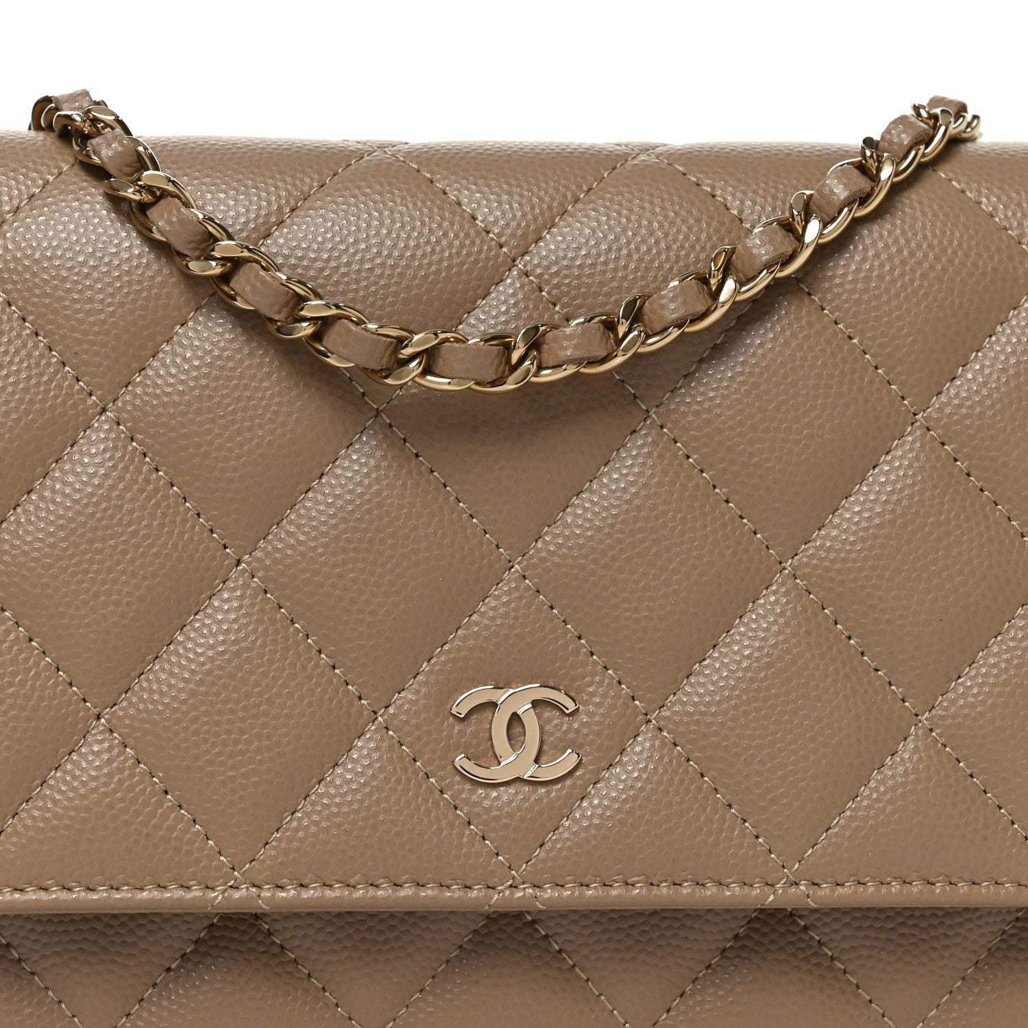 Chanel Caviar Quilted Wallet on Chain WOC Beige