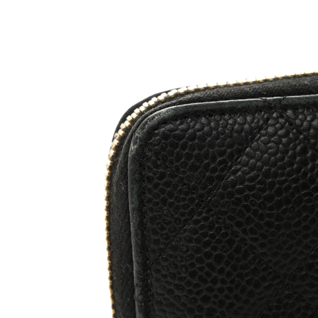 Caviar Quilted Large Gusset Zip Around Wallet Black