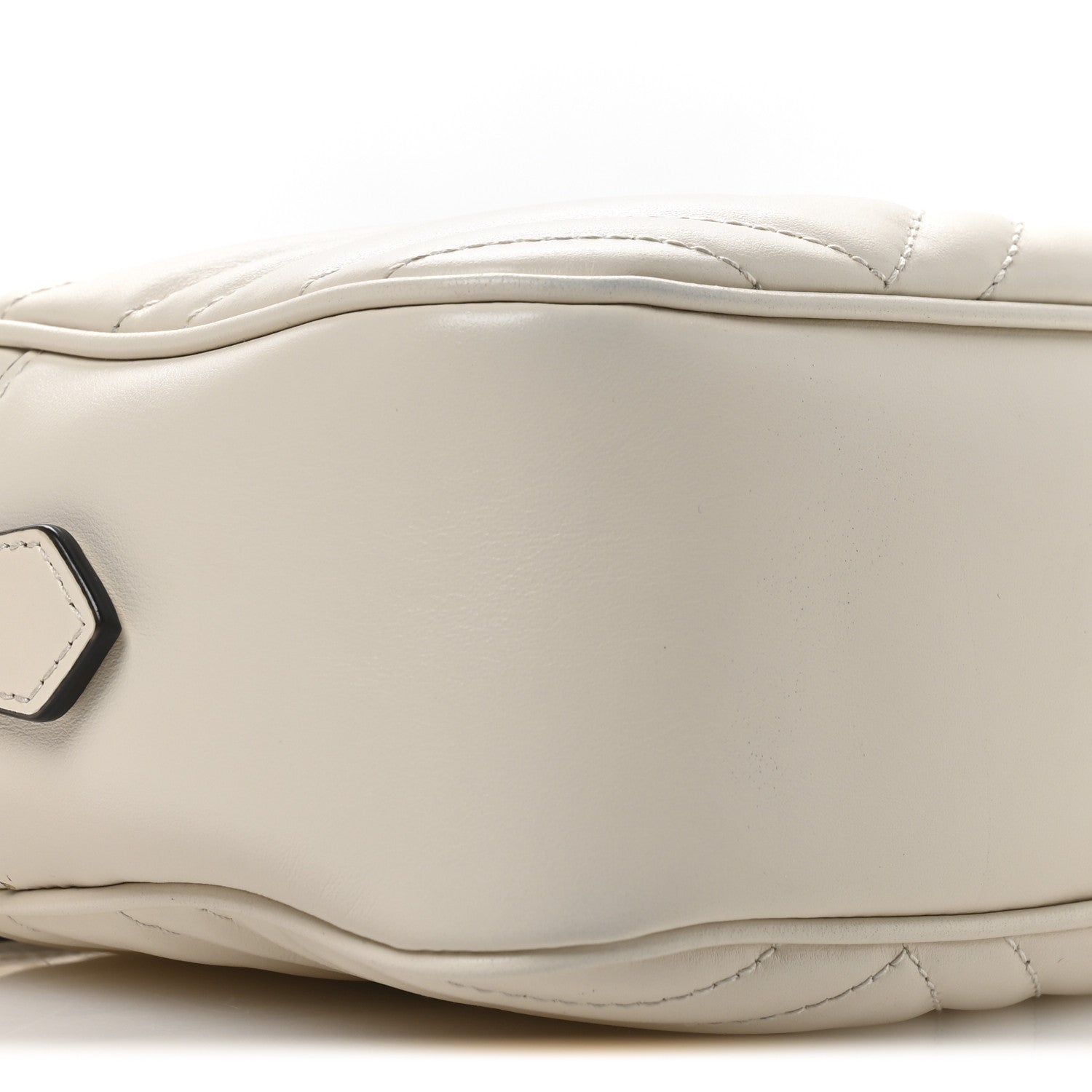Gucci Calfskin Matelasse Small GG Marmont Chain Shoulder Bag White
