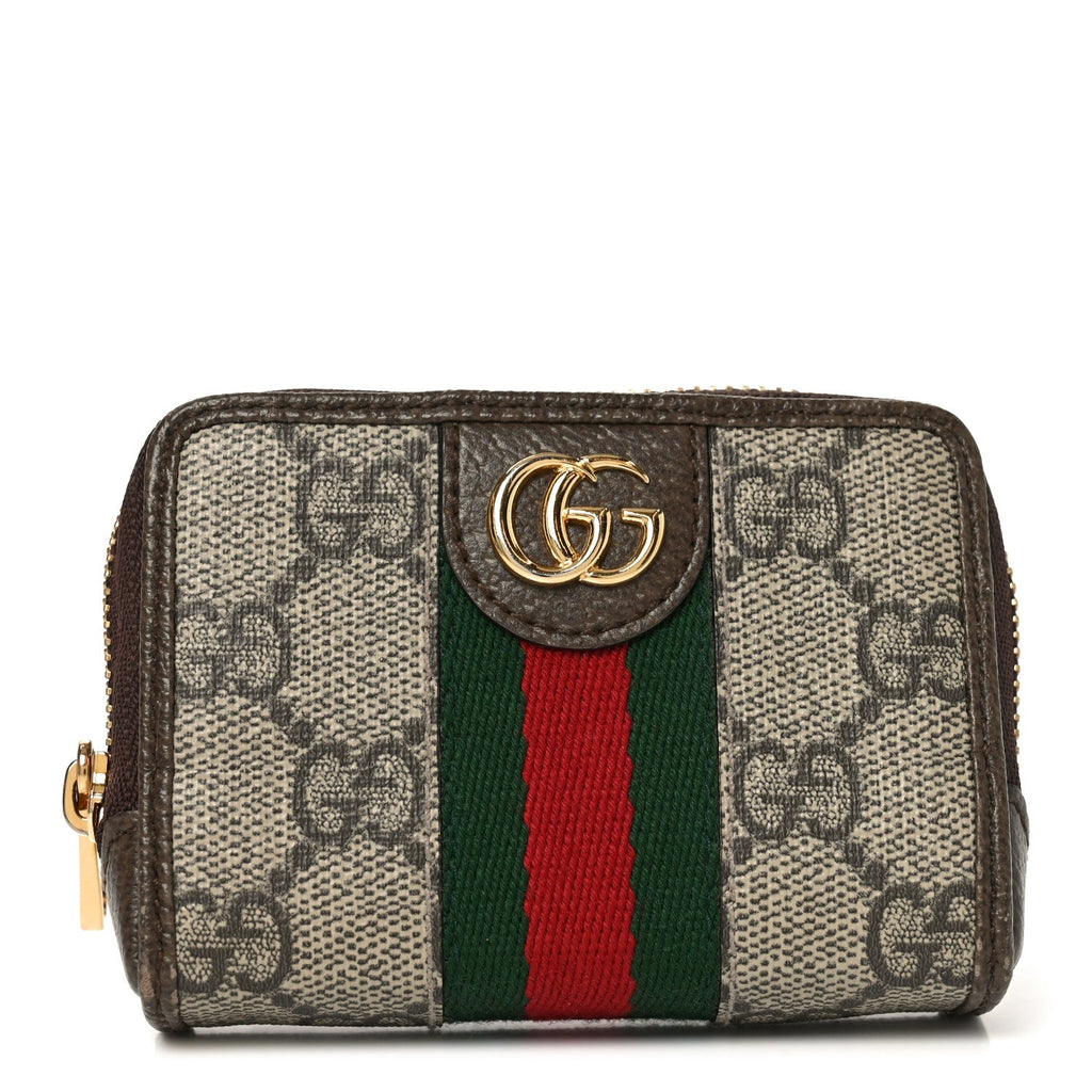Gucci GG Supreme Monogram Web Ophidia Playing Card Case Beige New Acero