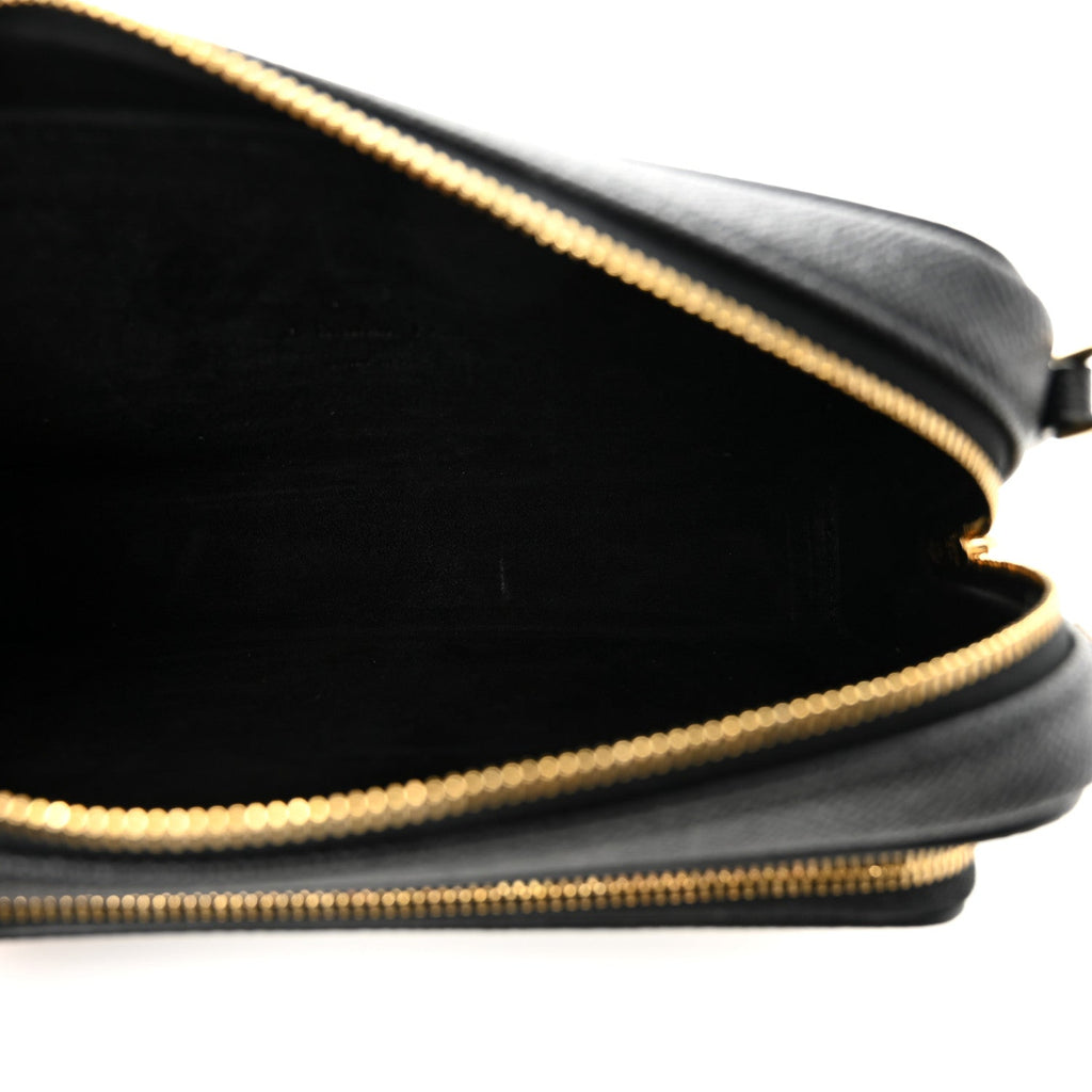 Christian Dior Grained Calfskin Caro Double Pouch Black