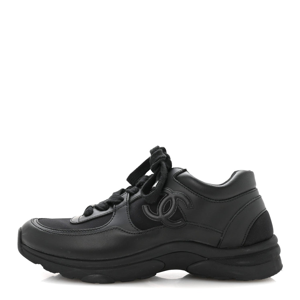 Calfskin Lambskin CC Uniform Sneakers 40 Black