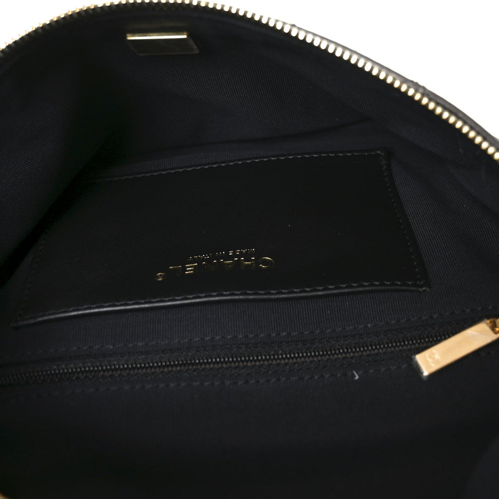 Chanel Metallic Calfskin Pearl Quilted CC Belt Bag Ruthenium
