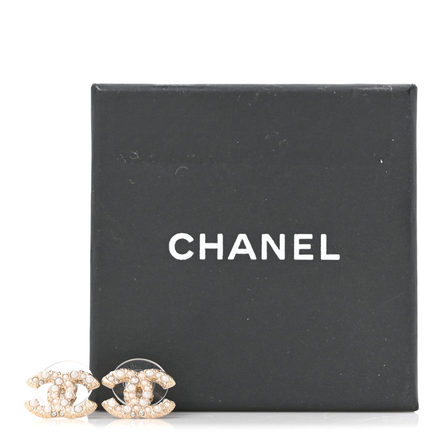 Metal Graduated Pearl Crystal CC Earrings Light Gold