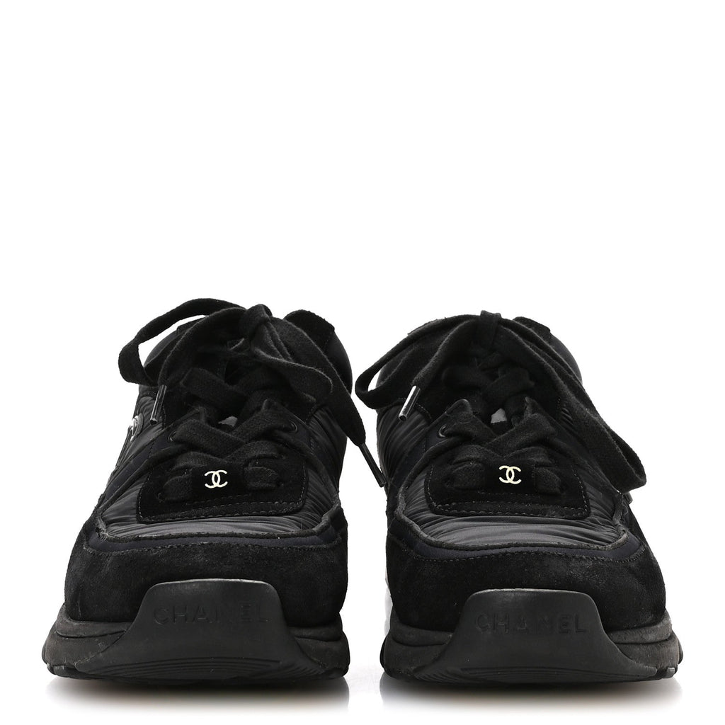 Fabric Calfskin Suede CC Sneakers 35.5 Black