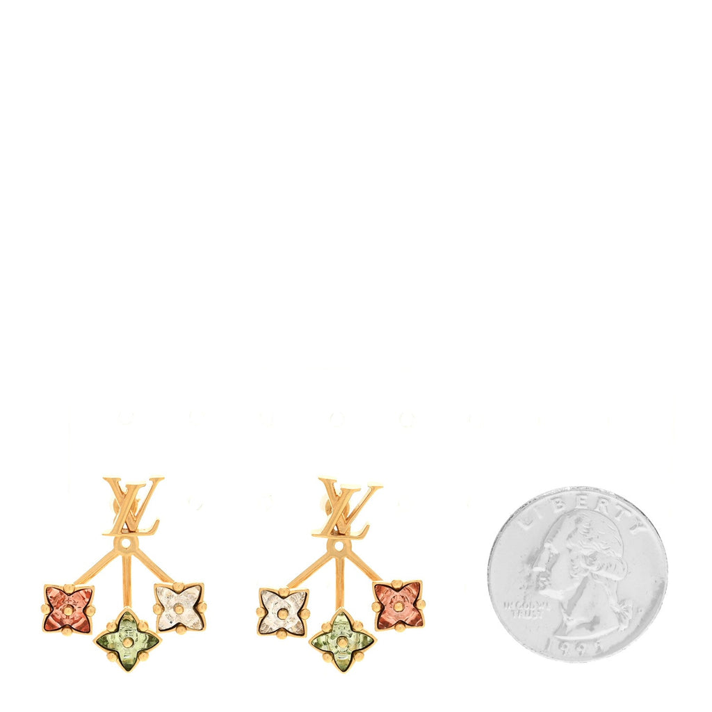Louis Vuitton Metal Crystal Loulougram Earrings Multicolor