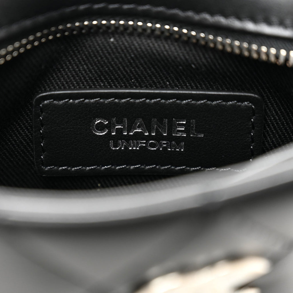 Chanel Lambskin Quilted Uniform Crossbody Bag Black