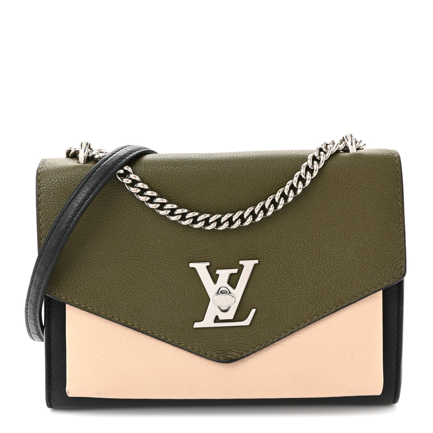 Louis Vuitton Soft Calfskin Mylockme Chain Bag BB Smokey Brown Green