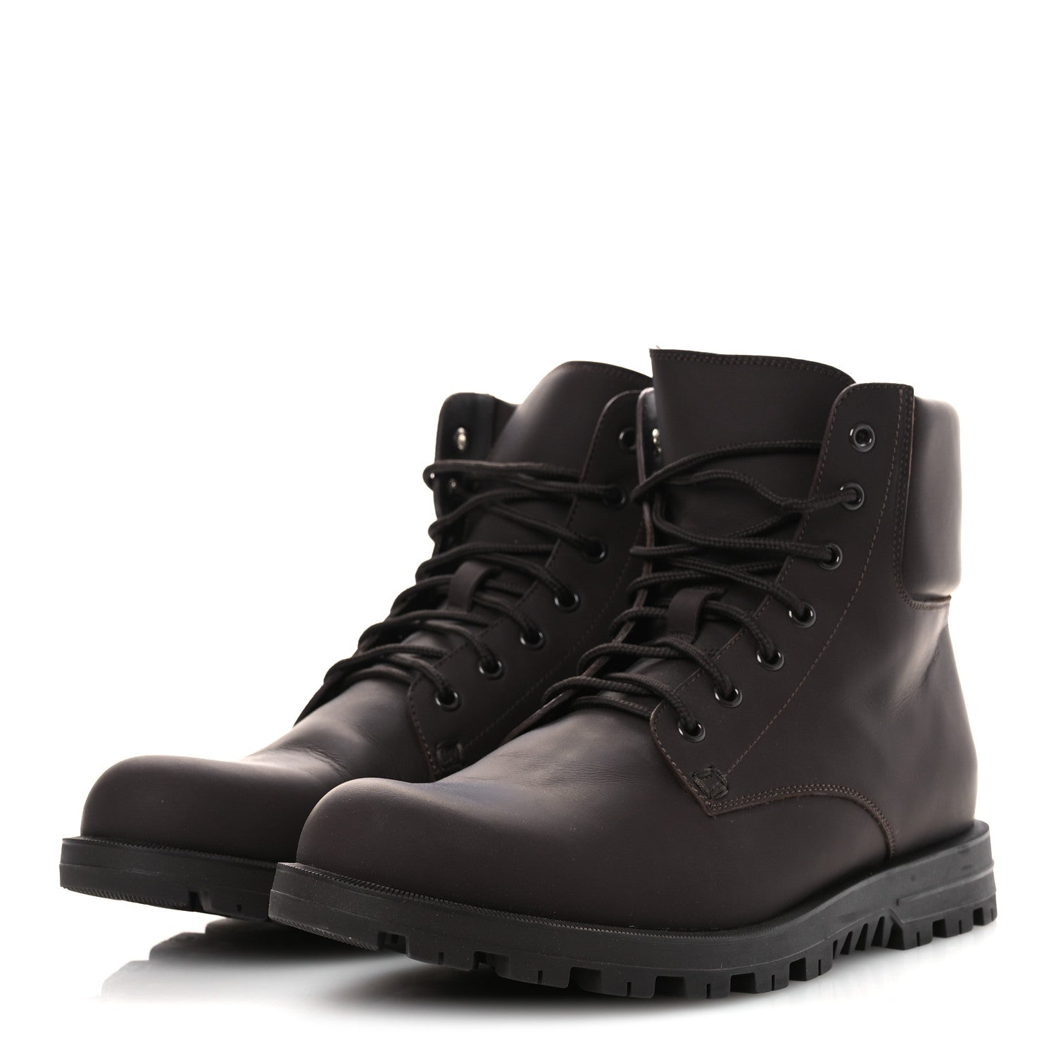 Gucci Rubberized Mens Lace Up Ankle Boots 9.5 Brown