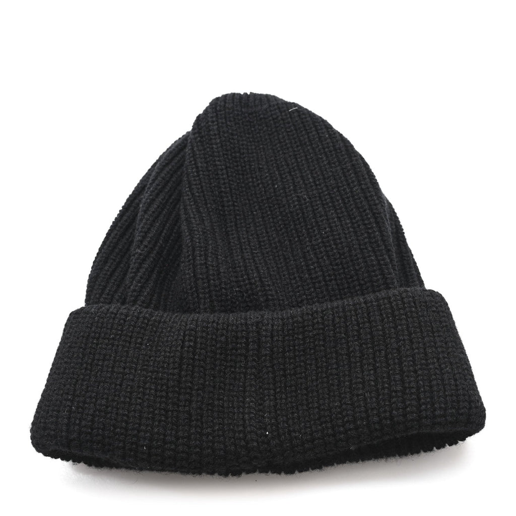 Cashmere Logo Beanie Hat Black White