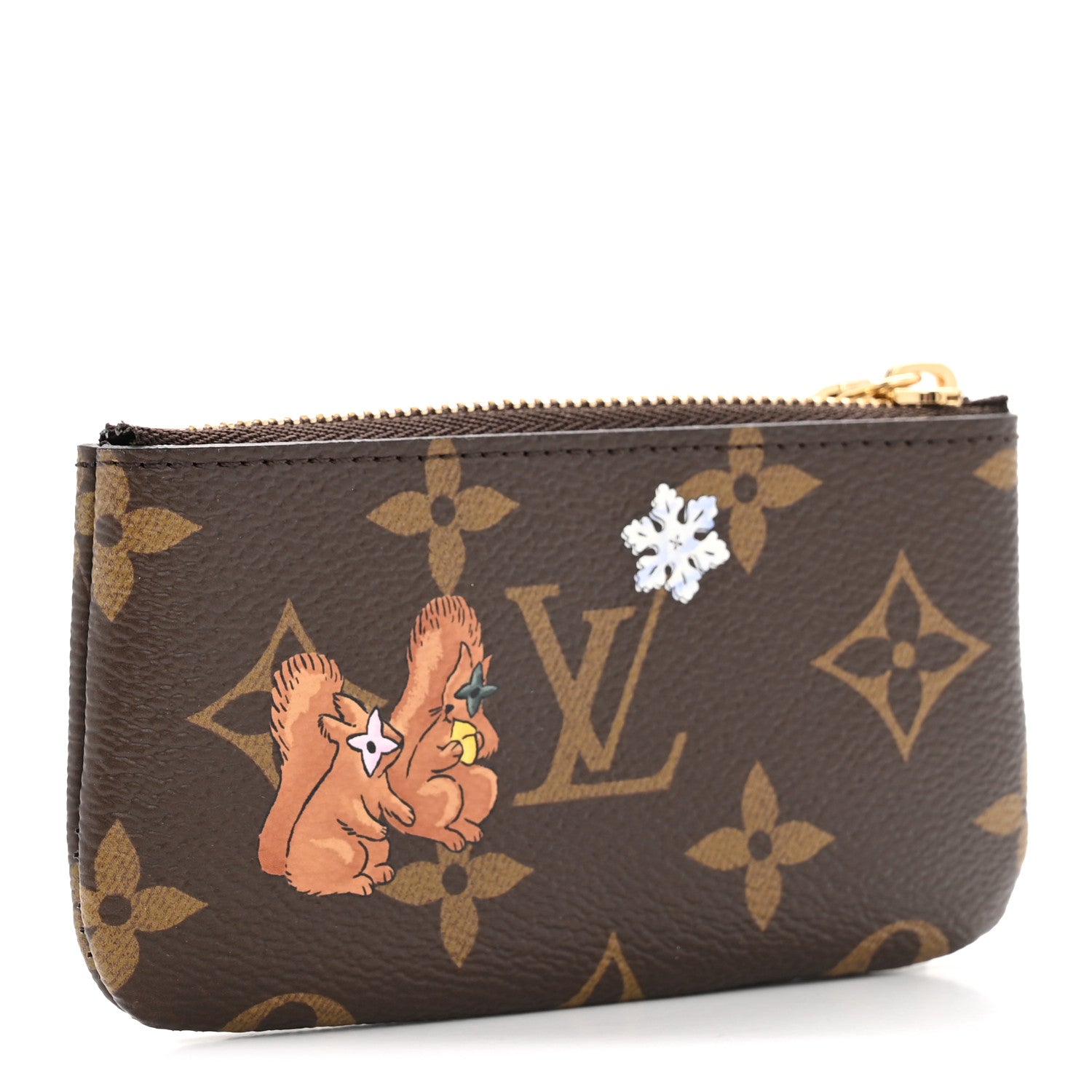 Louis Vuitton Monogram 2025 Christmas Animation Vivienne Paw Print Key Pouch Blue Frost