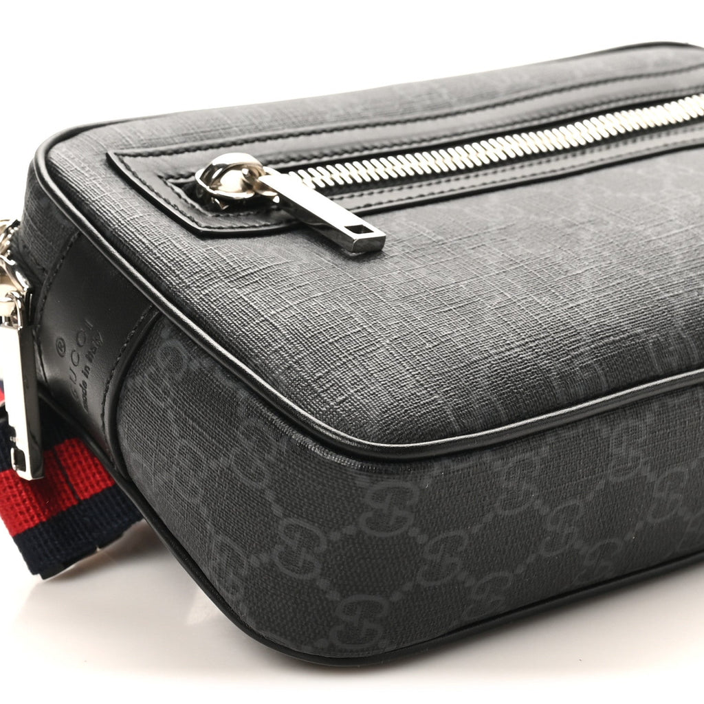 Gucci Soft GG Supreme Monogram Web Belt Bag Black Grey