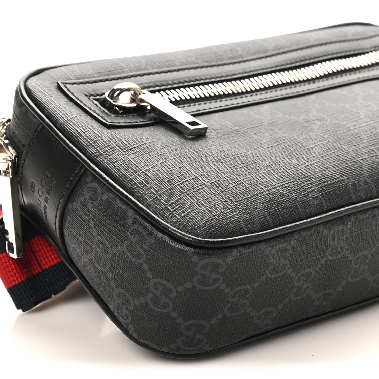 Gucci Soft GG Supreme Monogram Web Belt Bag Black Grey