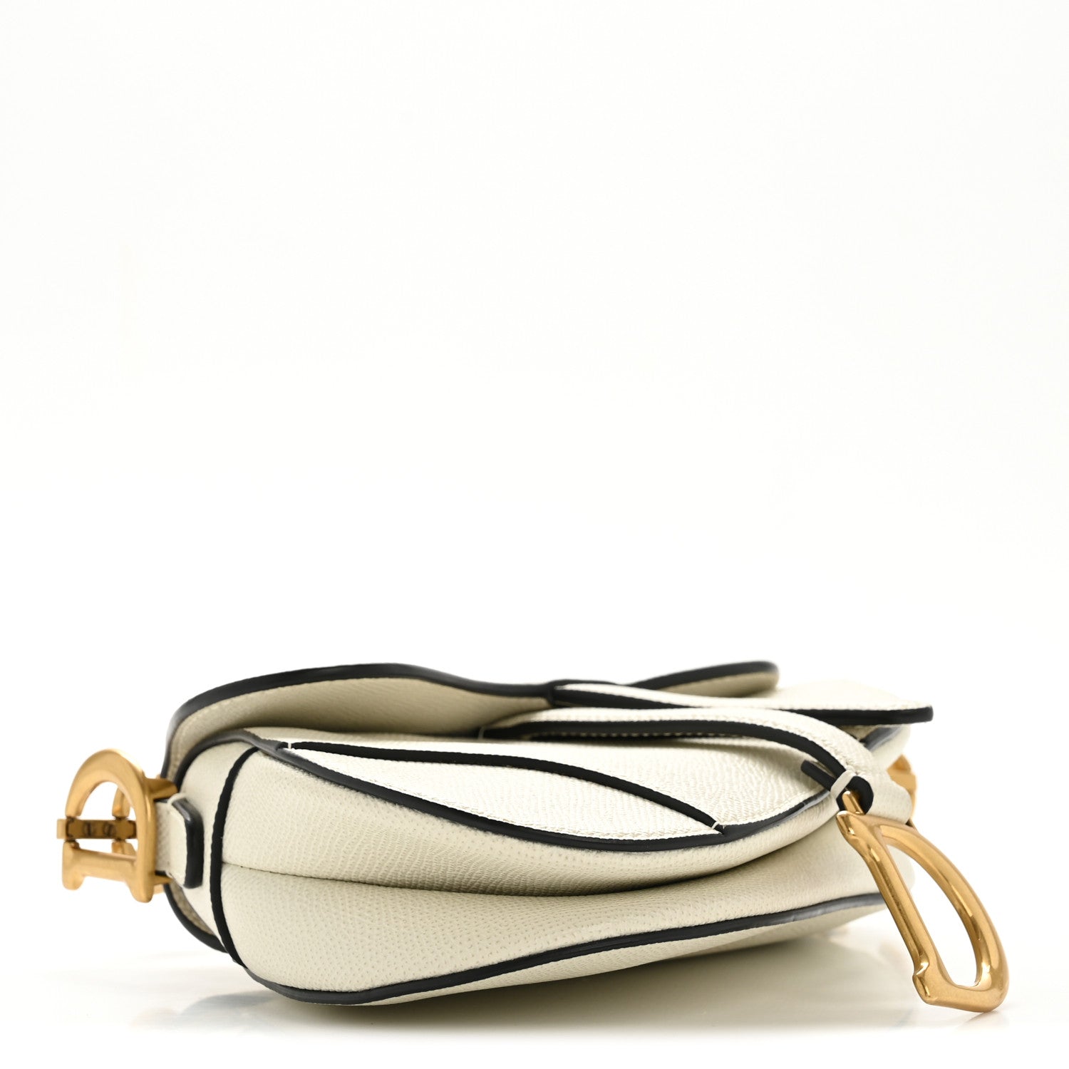 Christian Dior Grained Calfskin Mini Saddle Bag White