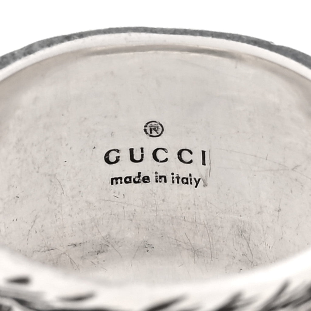 Gucci Sterling Silver Resin Feline Garden Ring 60 9 Green