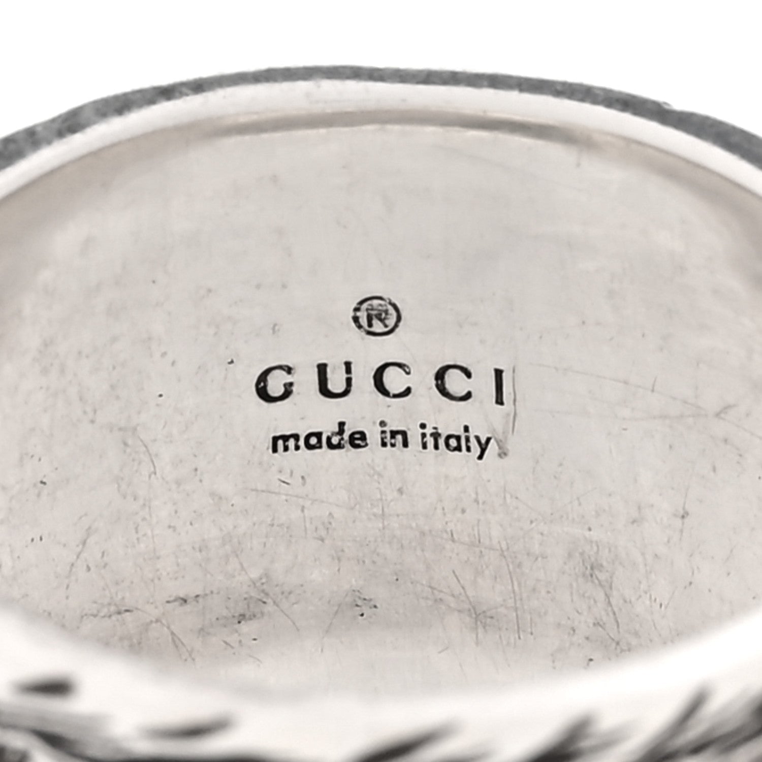 Gucci Sterling Silver Resin Feline Garden Ring 60 9 Green