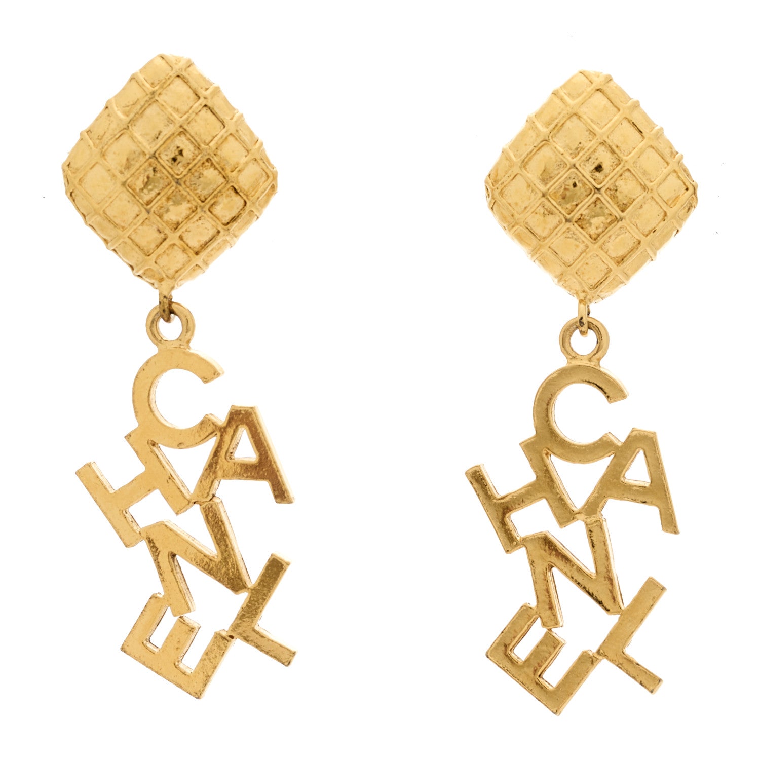 CC Logo Drop Earrings Gold