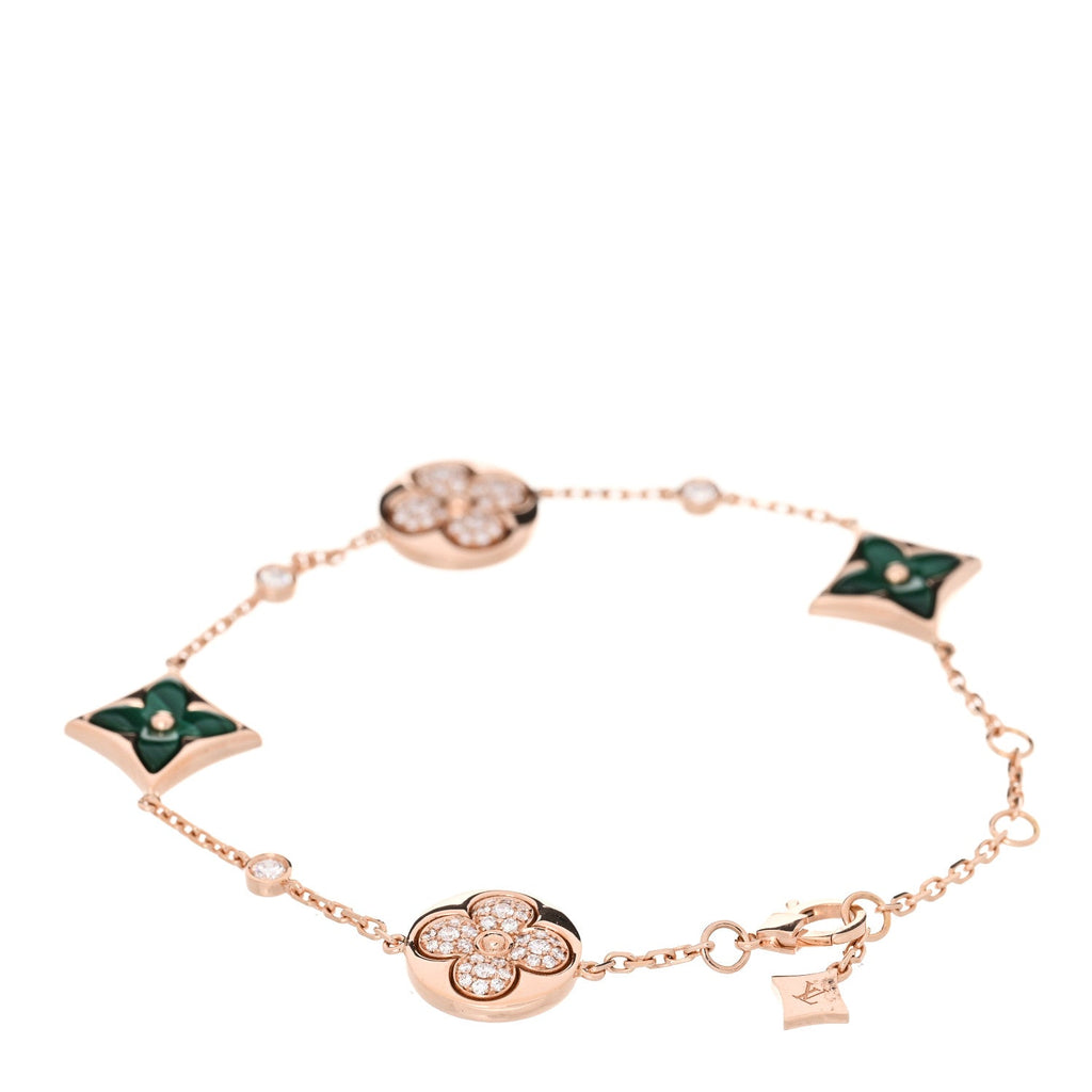 Louis Vuitton 18K Pink Gold Diamond Malachite Color Blossom BB Star and Sun Multi-Motif Bracelet
