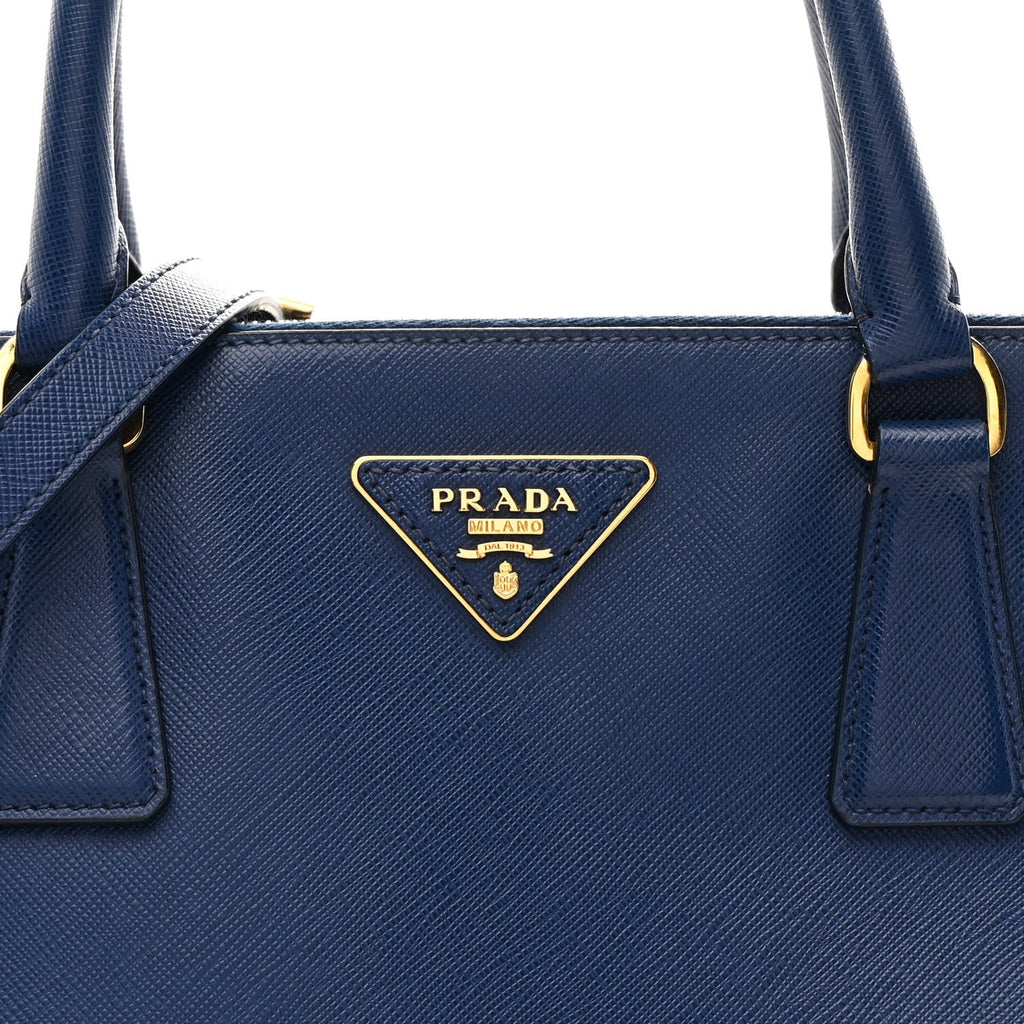 Prada Saffiano Lux Medium Galleria Double Zip Tote Bluette