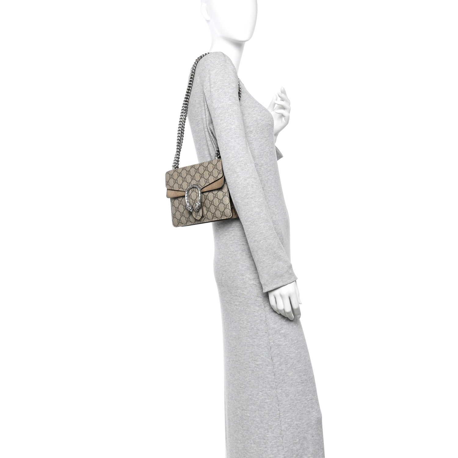 Gucci GG Supreme Monogram Mini Dionysus Shoulder Bag Taupe