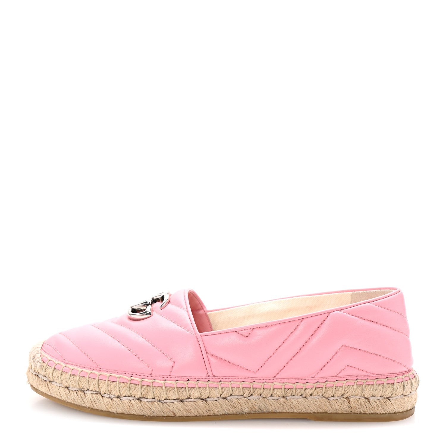 Gucci Nappa Matelasse GG Marmont Espadrilles 38.5 Wild Rose