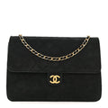 Chanel Suede Quilted Medium Single Flap Black