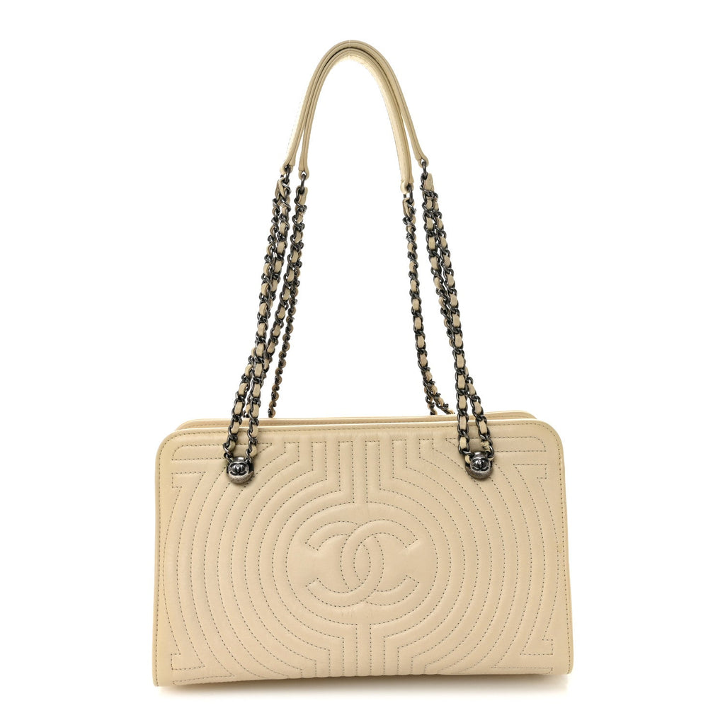 Chanel Glazed Calfskin Quilted Korean Garden Off White