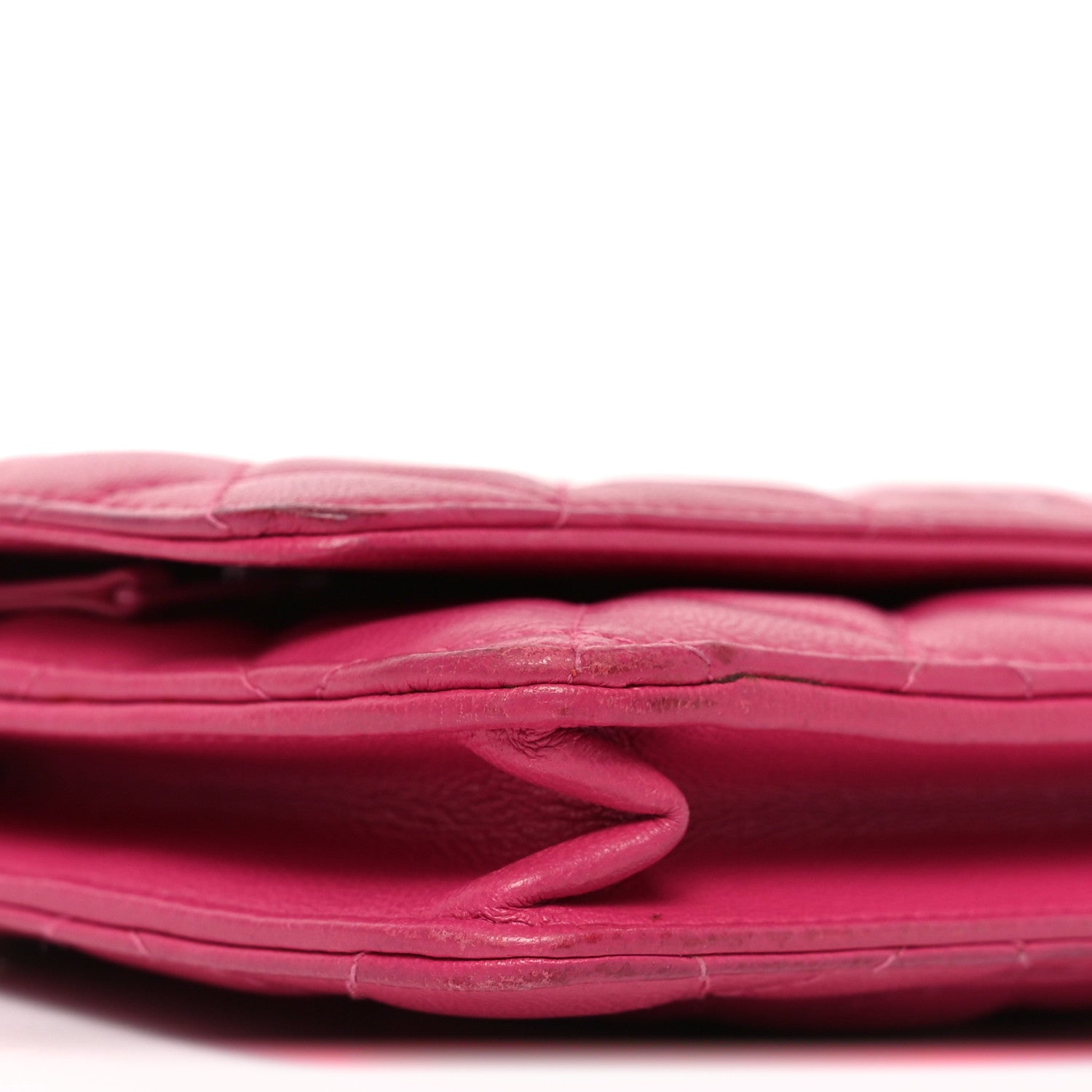 Chanel Lambskin Quilted Wallet On Chain WOC Dark Pink
