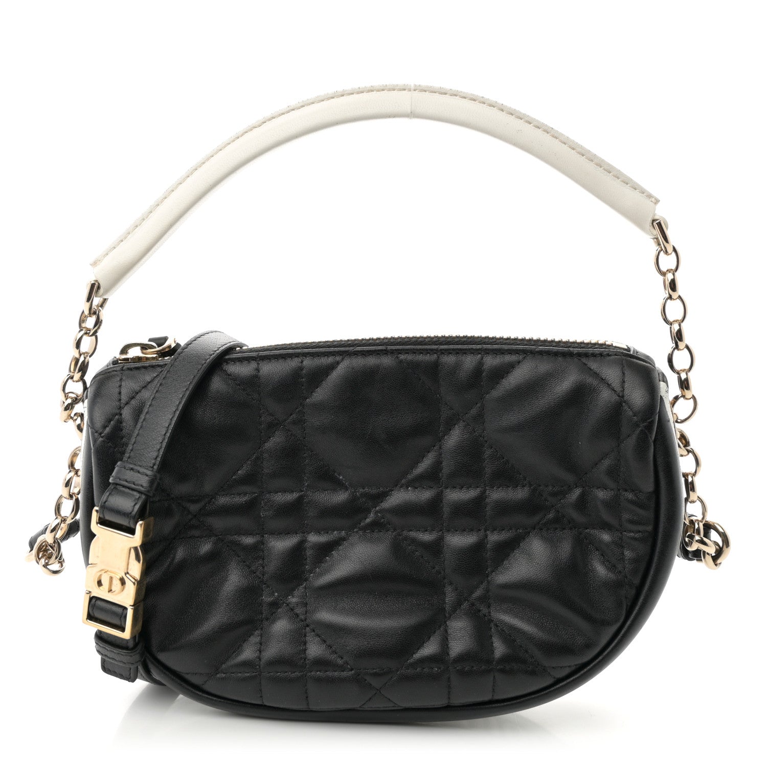 Christian Dior Lambskin Cannage Small Dior Vibe Hobo Bag Black