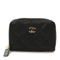 Caviar Quilted Zip Coin Purse Black