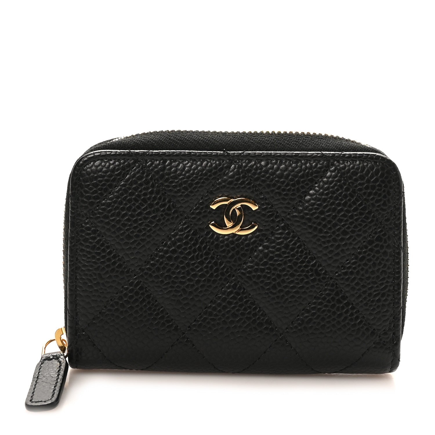Caviar Quilted Zip Coin Purse Black