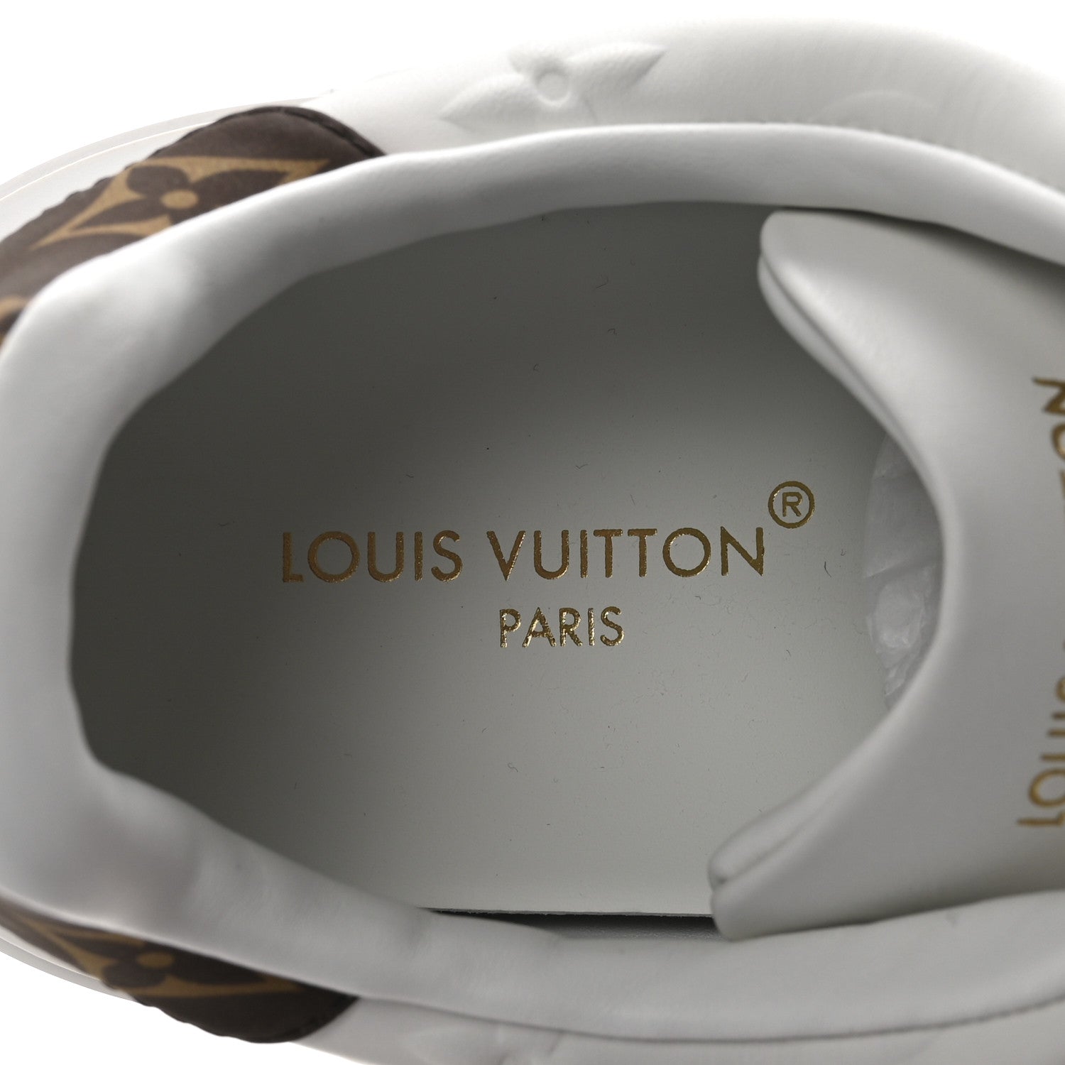 Louis Vuitton Lambskin Embossed Monogram Time Out Sneakers 39.5 White